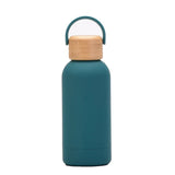 350ML Small Mouth THERMOS CUP Portable Handle Bamboo Wood Cover Vacuum Double Stainless Steel Simple Outdoor MINI WATER BOTTLE
