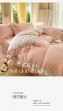 Korean Style Bedding Sets Four Piece Set With Lace Bed Flat Sheet Pillowcase Duvet Cover Set 200x230cm King Size Home Textiles