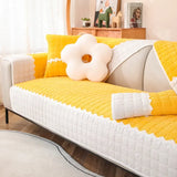 Quilted Velvet Sofa Covers, Couch Slipcover, Lace, Sectional Sofa Armchair Furniture Protector, Soft Warm, Non-slip