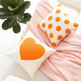 Orange Pillowcase Love Embroidered Pillow Round Spot Pillow 45x45 for Home Sofa Embroidered Cushions Covers Warm Color