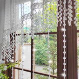 Luxury French Country Curtain with Embroidered Lace Crystal Pendants Semi Sheer Panel,Translucent Light Filtering Window Drapery