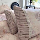 Flowers Prints Pleated Ruffles Princess Bedding Set 100% Cotton Double Layer Yarn Duvet Cover Quilted Bedspread Pillowcases 4Pcs