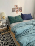 Simple Pure Color Cotton Bedding Set 00% Cotton Duvet Cover Bed eet Dormi Bed Canopy Sle Tee-piece Bedding Set