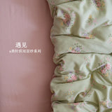 New class A knitted cotton, Tianzhu cotton double-layer yarn four-piece set, simple and skin-friendly, student dormitory