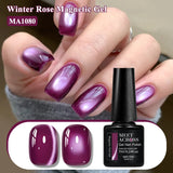 Red Winter Rose Cat Magnetic Gel Nail Polish Glass Beads Magnetic Semi Permanent Soak Off UV Gel Varnish Nail Art For Valentine