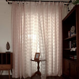 Flower Pink Sheer Curtain French Romantic Jacquard Living Room Window Curtains Lace Macrame Tulle Curtain For Bedroom Room