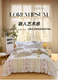 Flower Skin-friendly Bedding Set Class A Washed Cotton Duvet Cover Set Lace Ruffles Quilt Cover Soft Cover Bed Linen Pillowcases