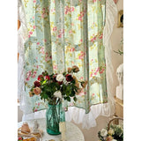 American Vintage Window Curtains Floral Lace Country Rural Rococo Sheer Cortinas No-Drill Door Curtains For Living Room Bedroom