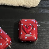 Polka Dot Heart Protecitve Case For AirPods 4 Pro 2 Earphone Cover For AirPods 1 2 3 4th Generation Case with Keychain Pendant