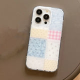 Double-Sided Plaid Floral Suitable for Apple for Iphone16Promax Case/For Iphone15Promax Case/14Pro Case/13 Iphonecase/Fashion Women's Mobile Phone Case/Simple Mobile Phone Case