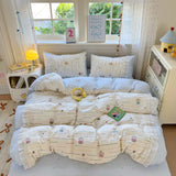 Huace  Pure Cotton Bedding Set Soft Skin-friendly Simple Sle Four Seasons Fre Feel Four Piece Bedroom Linen Duvet Cover