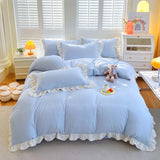 Princess Style Bedding Set Soft Bedroom Decor Comforter Duvet Cover Set Pillowcase Bed Sheet Ruffled Quilt Cover Four Pieces Set
