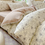Ikeehome  Class A super soft jacquard cloud yarn cotton four-piece set, bed sheet, bed hat, quilt cover, student dormitory bed