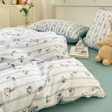 Cute pumpkin Korean Duvet Cover Set Skin Friendly Washed Cotton Bedding and Bed Sheets Girls Comforter Cover Single Queen Size