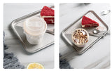 Square Stainless Steel Plate Retro Food Trays Dessert Steak Breakfast Trays Dinner Plates Kitchenware Hotel Supply