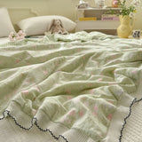 Princess Summer Quilt Washed Cotton Air Conditioner Student Dormi Thin Quilt With Lace Skin-friendly Soft Blanket Home Textiles