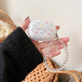 1pc Cartoon For Redmi Buds 5 Pro Case Transparent Fashion flower pattern Keychian Silicone Earphones Cover redmi buds 5Pro