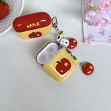 lovely red apple silicone earphone case for airpods 1 2 3 4 pro 2 soft cover cute star key chain shockproof bumper