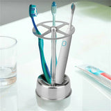 Stainless Steel Toothbrush Holder Toothpaste Stand Shelves Bathroom Organizer Freestand Stationery Makeup Brush Storage