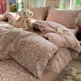 Simple Bedding Set Korean Style Soft Bed Sheet Set Queen King Size Duvet Cover Set No Filling With Pillowcase Bedroom Decor