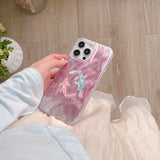 Pink shiny two colorful fishes phone case for iphone 14 13 15 pro max 15pro 13pro 14pro 12pro 15promax 12 neo-chinese coque capa