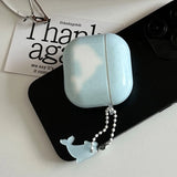 Korean Cartoon Cute Blue Dolphin Pattern Couple Earphone Case For AirPods 4 New Soft Cover For AirPods Pro 2 3 1 With Pendant