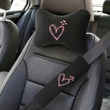 Pink Heart Print Car Pillow, Neck Pillow Car Accessories, Car Decor, Car Accessories For Women Interior, Car Stuff, Pillows, – Soft Comfort Car Pillow ,Suitable For All Vehicle Models