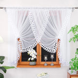 1PC White Scalloped Lace Sheer Curtain, Light Filtering Gauze, Cozy Home Decor, Perfect Housewarming Gift for Friends/Family