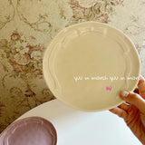 Ins Style Bow Dessert Plate High-end Solid Color Ceramic Disc Korean Underglaze Color Western Tableware Home Relief Bread Plates