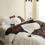 Oil Painting Style Bedding Set Luxury 100% Cotton Digital printing Ruffles Duvet Cover Bed Sheet Pillowcases Home Textile