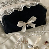 Bow Cosmetic Bag Ins Style Large Capacity Toiletry Bag Portable Cosmetics and Skin Care Product Storage Bag