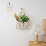Handmade Macrame Hanging Storage Basket Magazine Flower Organizer Pouch Small Stuff Organization Home Room Cafe Shop Decor