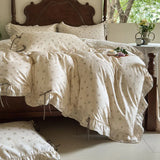 100% Cotton Pastoral Floral Print Ruffles Bow Princess Bedding Set Queen King Duvet Cover Set Bed Sheet/Fitted Sheet Pillowcases