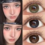 Raw Cocoa Hazel Brown Contact Lenses Half Year Natural Lens For Korean Bare Skin No-Makeup Campus Casual Wear 2PCS