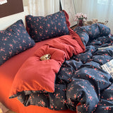 Korean Bedding Set Luxury Quilt Cover Pillowcase Flat Bed Sheet Skirt Fitted Sheet Girl Princess Ruffle Home Textile Christmas