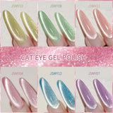 15ml Pink Cat Magnetic Gel Nail Polish, Spring Crystal Effect Cat Eye Semi-Permanent Removable Nail Polish