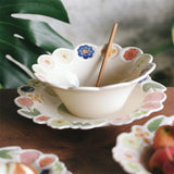 Cone Bowl Open Petal Side Bowl Kitchen Supplies Home Large Soup Bowl Restaurant Cute Flower Printing Tableware Dinner Plate