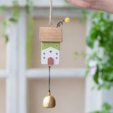 Nordic Wood House Wind Chime Handmade Hanging Bell Door Handle Wall Kids Room Decorations Garden Home Office Nursery Decor