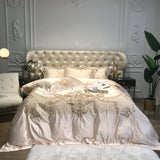 Royal Golden Embroidery European Palace Luxury Bedding Set Champagne Brocade Egyptian Cotton Duvet Cover Bed Sheet Pillowcases