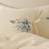 100% Cotton Bedding Set Embroidery Blue Daisy Wildflower Embroidery Floral Jacquard Duvet Cover Set Bed Sheet Pillowcases 4Pcs