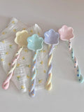 Colorful Girlheart Ceramic Twist Spoon Long Handle Dessert Spoon Underglaze Color Dinnerware Set