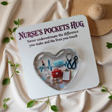 Nurse's Pockets Hug Resin Heart Decor Medical Themed Nurse Gift Desktop Office Appreciation Ornament with Inspirational Quote