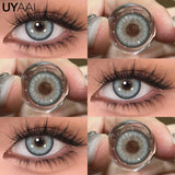 1 Pair Color Contact Lenses for Eyes Graduated Blue Fashion Optical Lenses Green Pupils Gray Natural Eye Contacts