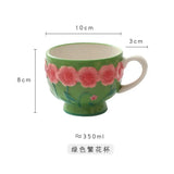 Flower Plate Embossed Small Flower Breakfast Dessert Plate Household Ceramic Plate Under Glaze Colored Hand-painted Tableware