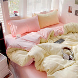 Solid Color Bedding Set Kids Twin Full Queen Size Washed Cotton Single Couple Duvet Cover Set Quilt Cover Pillowcases Bed Linen