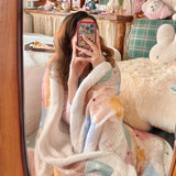 Merry Christmas Blanket Milk Lamb Wool Super Soft Warm Little Furball Design Red Blanket for New Year Christmas Gift for Family