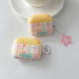 Pink Star Pendant Chain Grid Earphone Case Protect For Airpods 1 2 3 4 Cover Soft Shockproof For Air Pods Pro Pro2nd Fundas