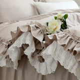 Top Romantic lace ruffle duvet cover queen solid home bedding duvet cover king size 100% cotton elegant bedroom quilt covers