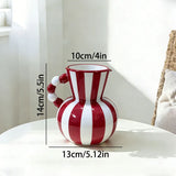 Retro Stripe Ceramic Vase, Elegant Minimalist Home Decor for Living Room Table