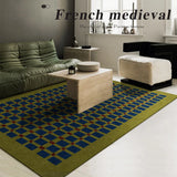 Retro Green Checkerboard Luxury IG Carpets Home Decoration Large Area Living Room Bedroom Cloakroom Soft Thick Custom Size Rugs